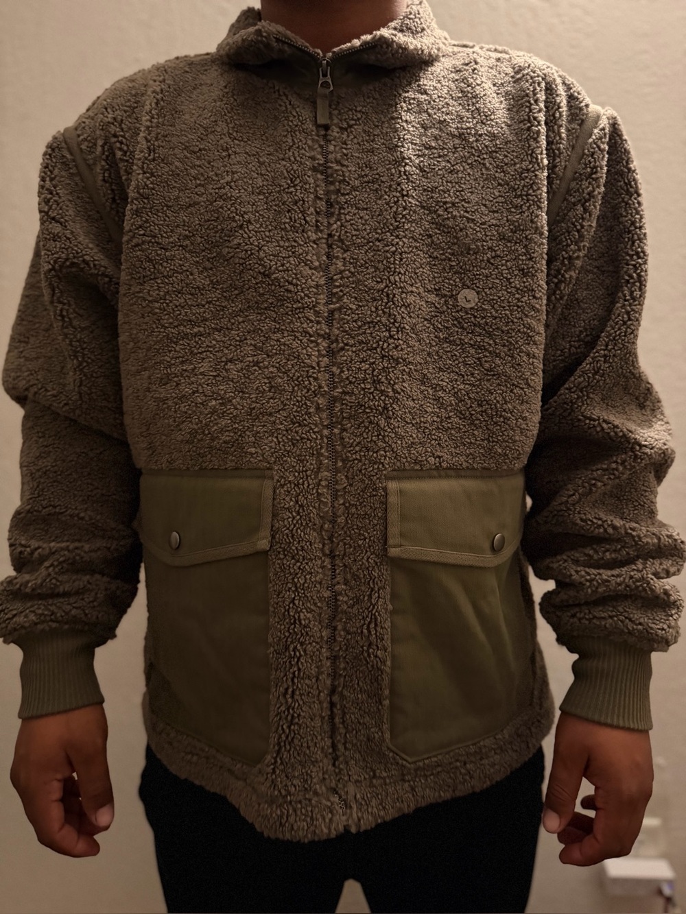 American Eagle Outfitters Olive Green Sherpa Field Jacket